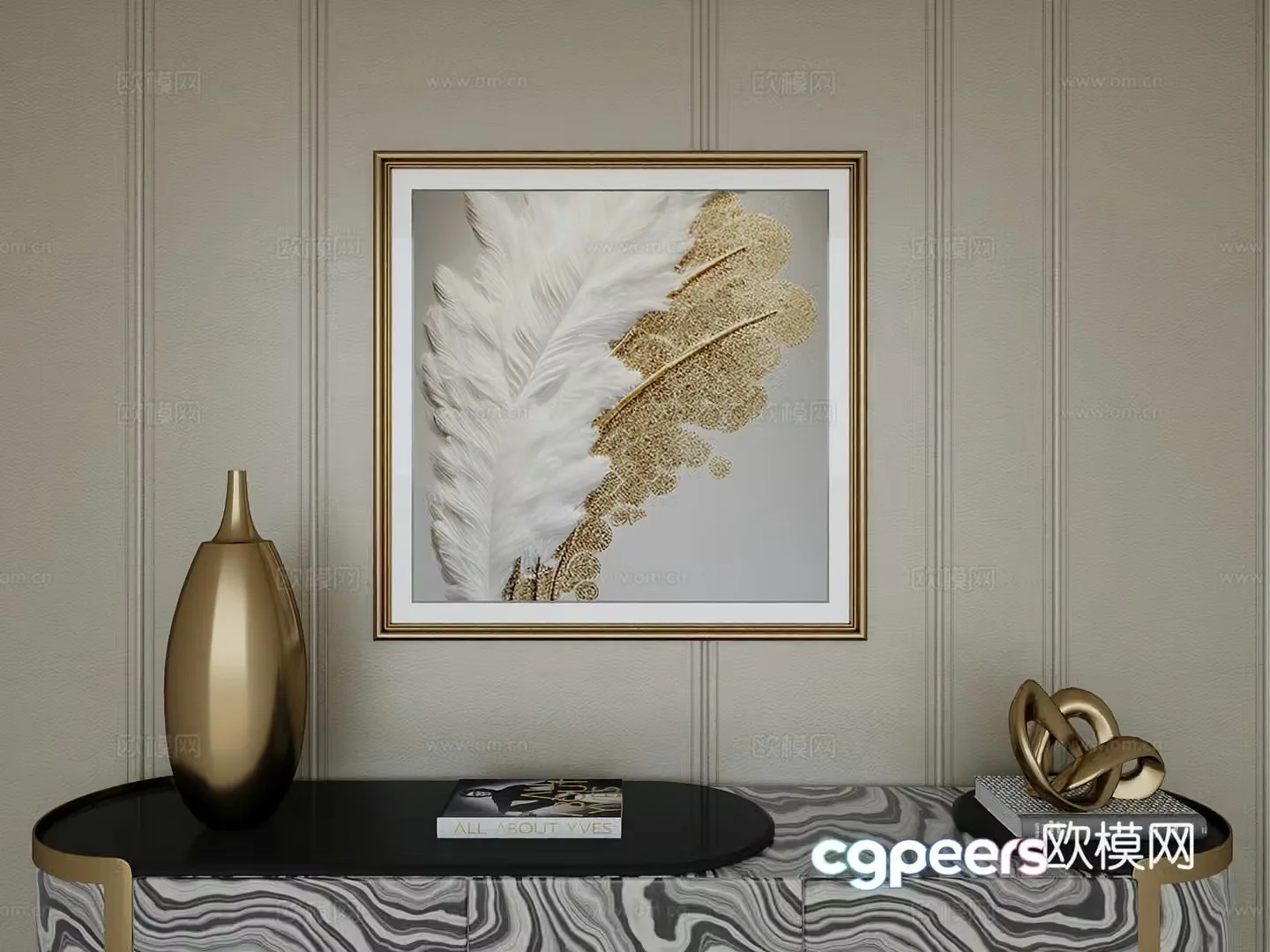 Italian light luxury high-end hanging painting 3D model