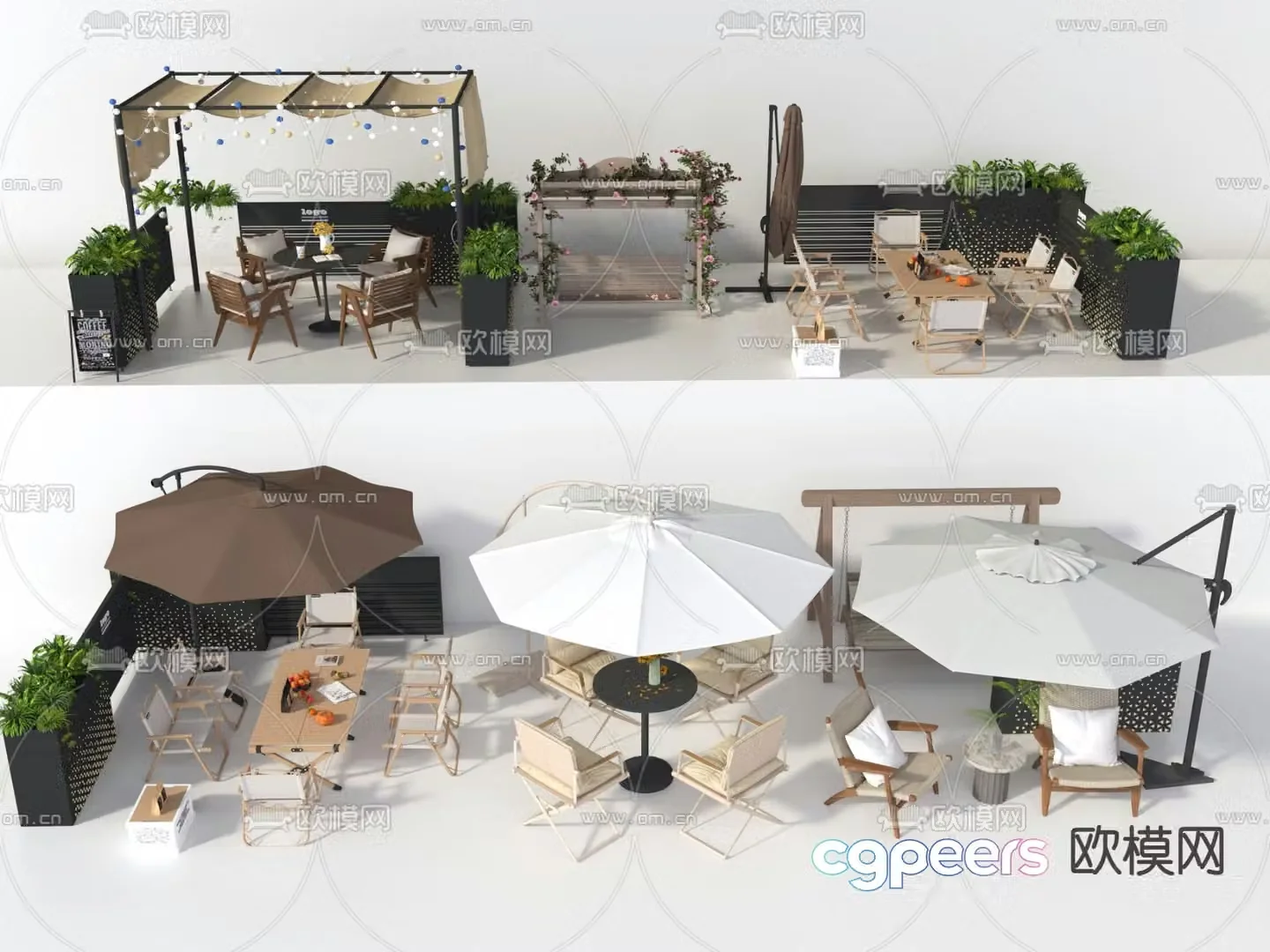 Outdoor tables and chairs commercial outdoor 3d model