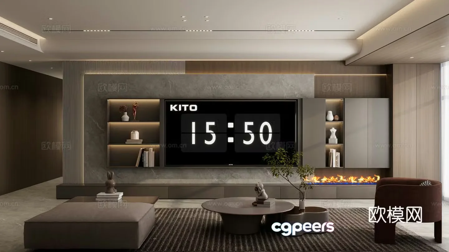 Italian TV wall TV background 3d model