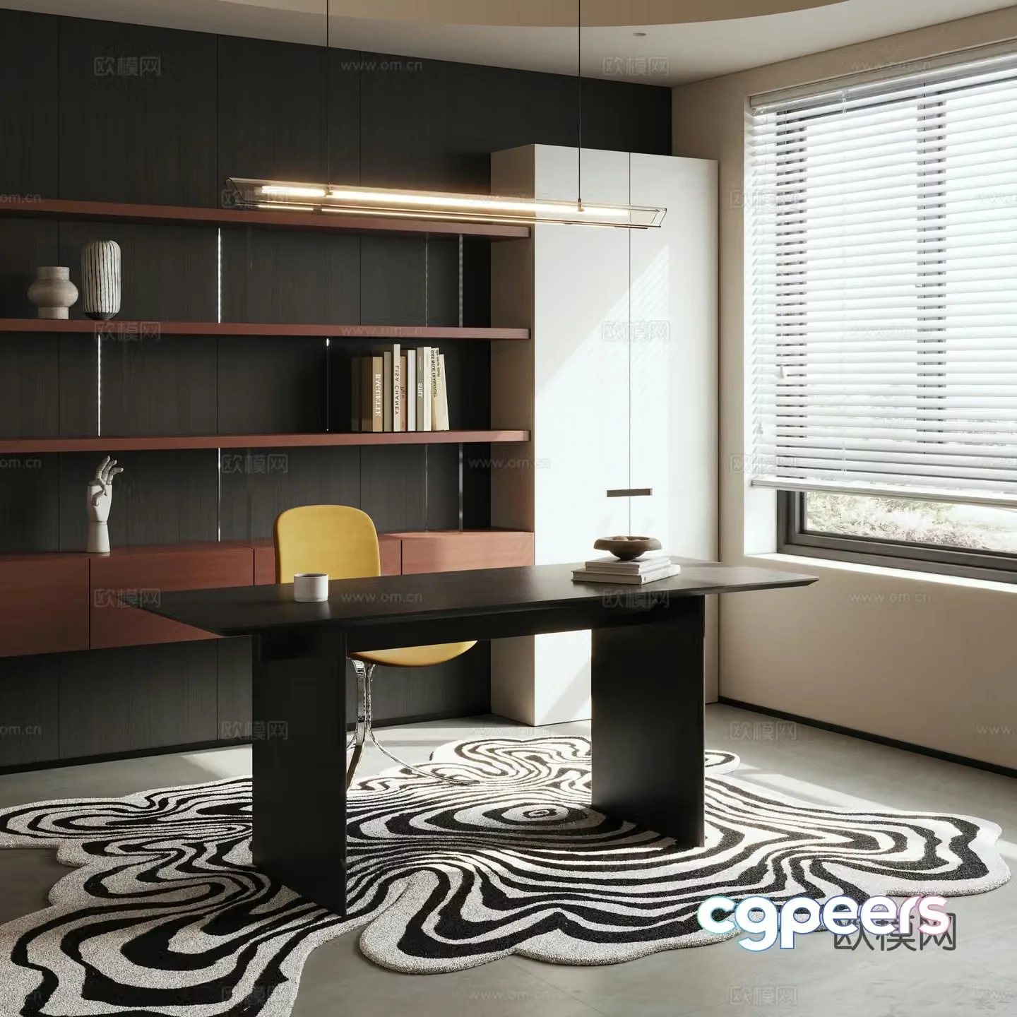 Modern minimalist study bedroom study open study villa study villa study 3d model