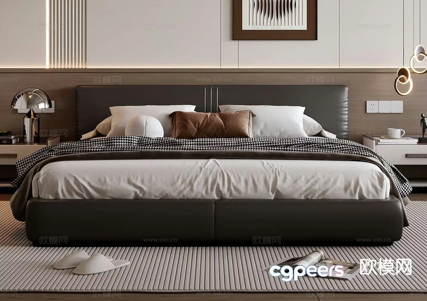 Italian double bed 3d model