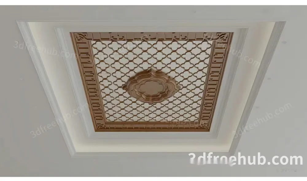 A 3D Model Of A Ceiling With A Decorative Design 3D Model – 18561 – VRAY Render