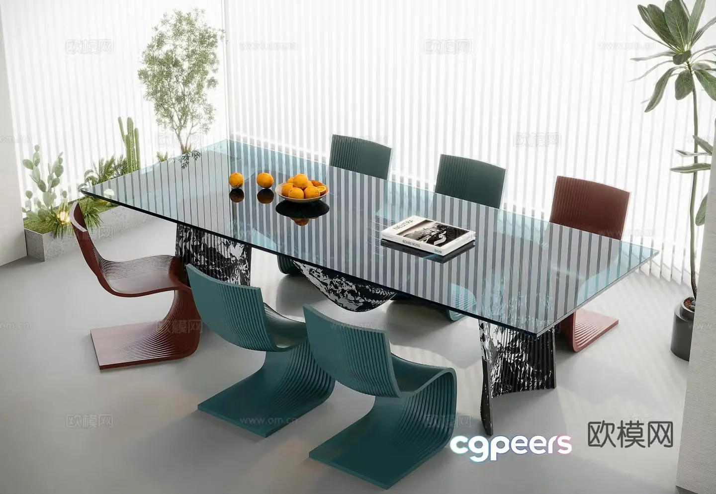 Bar dining table and chairs glass dining table 3d model