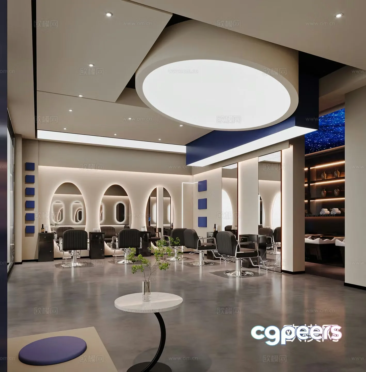 Modern barber shop 3d model
