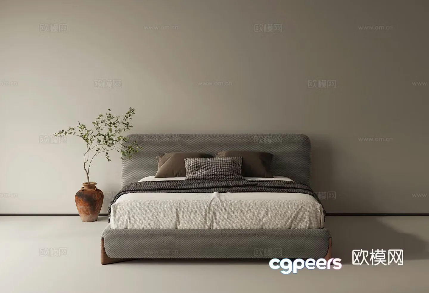 Middle-aged double bed 3d model