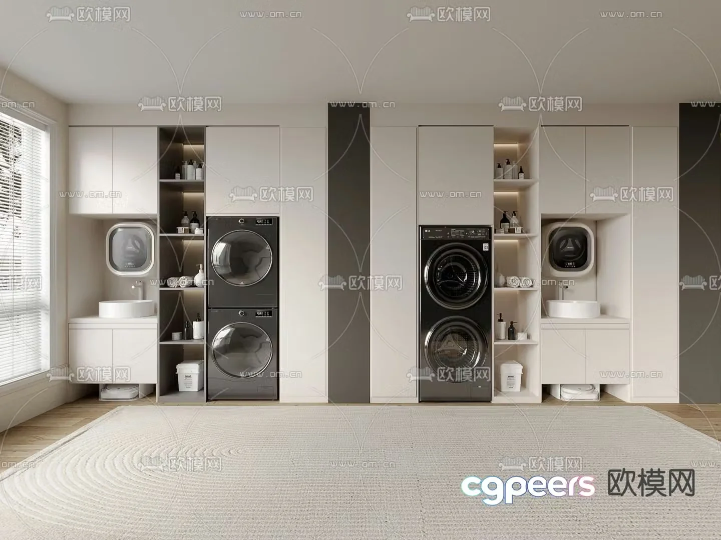 Balcony cabinet washing machine cabinet 3d model