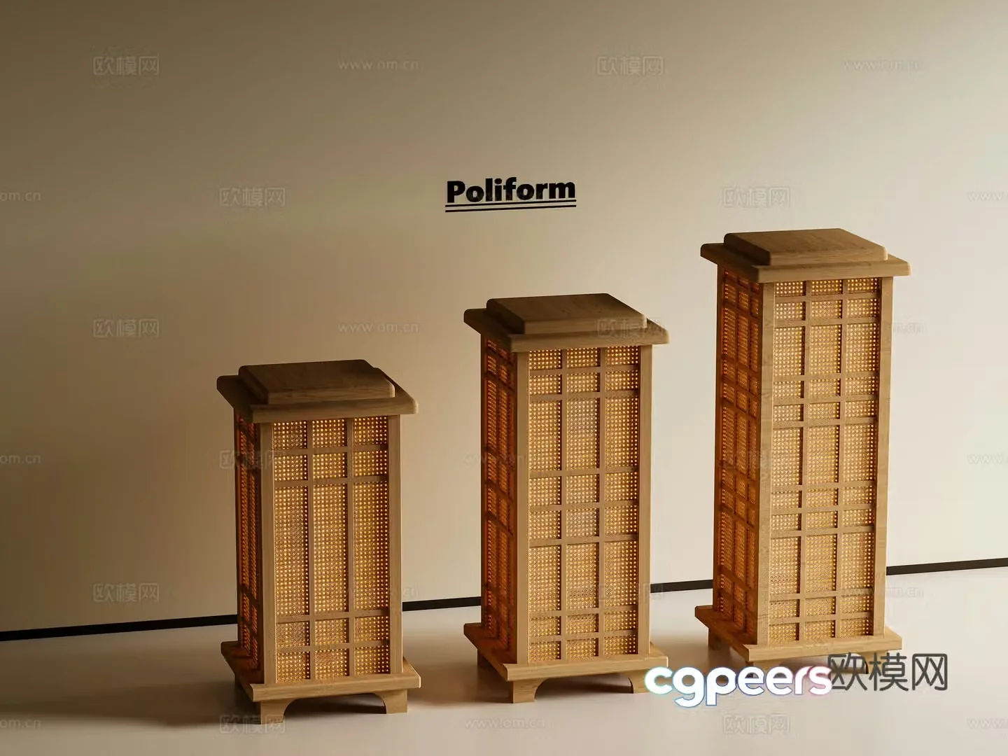 New Chinese style Chinese floor lamp Ji Zhongqi floor lamp rattan floor lamp B&B floor lamp 3D model
