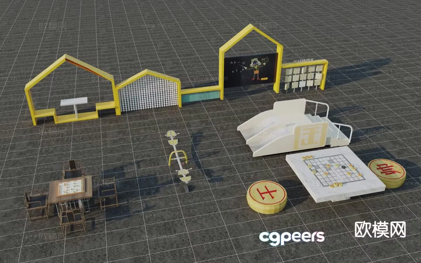 3D model of modern community landscape sketch