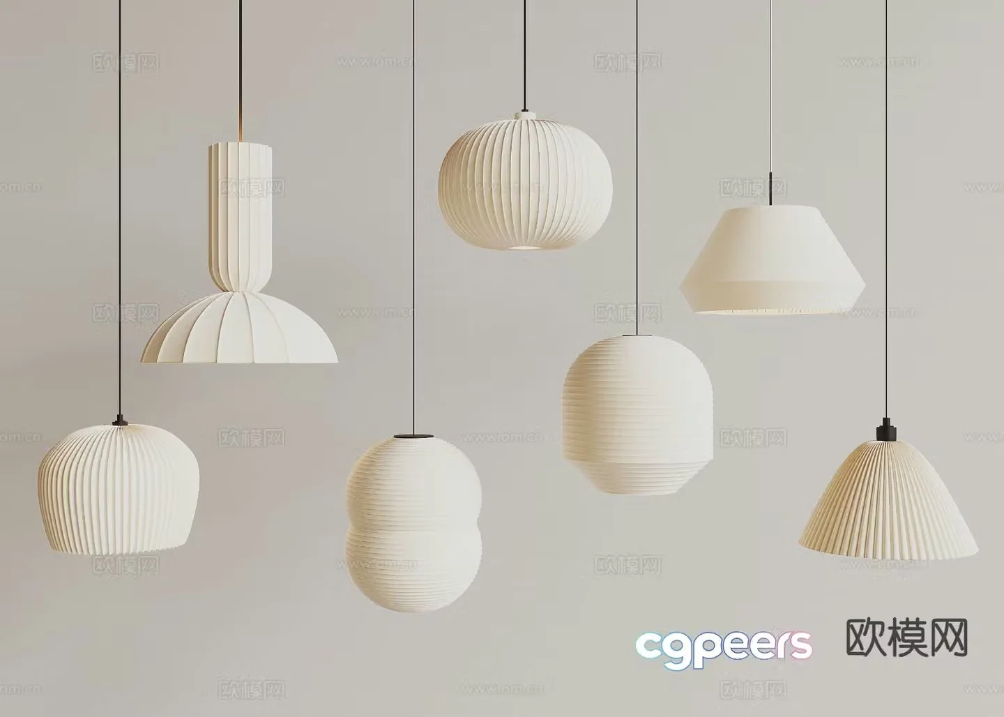 Wabi-sabi style chandelier 3d model