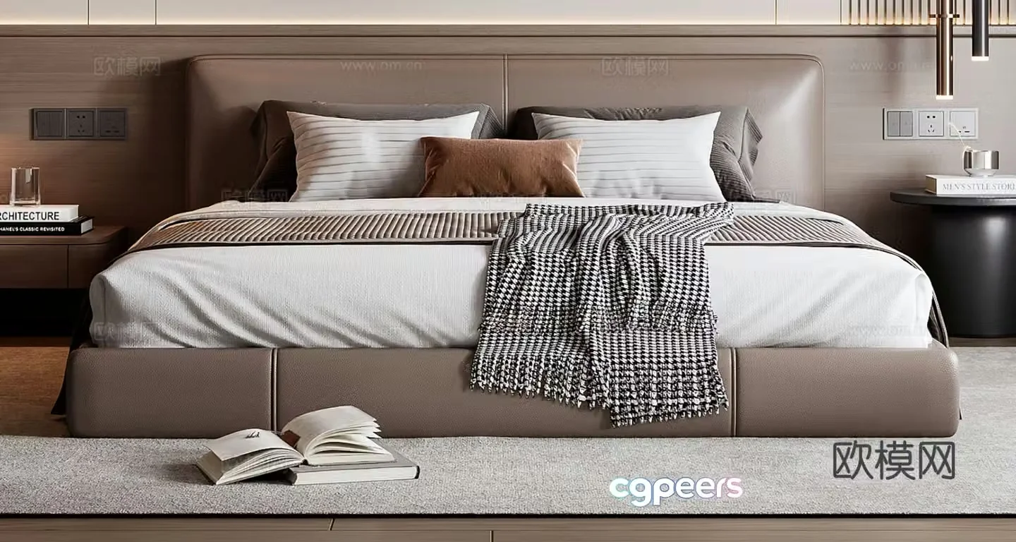 Italian double bed 3d model