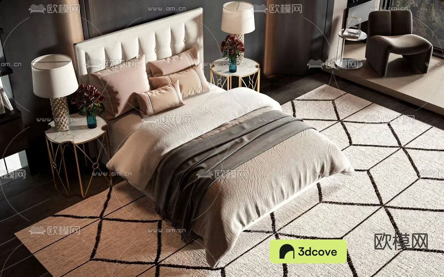 Light luxury double bed
