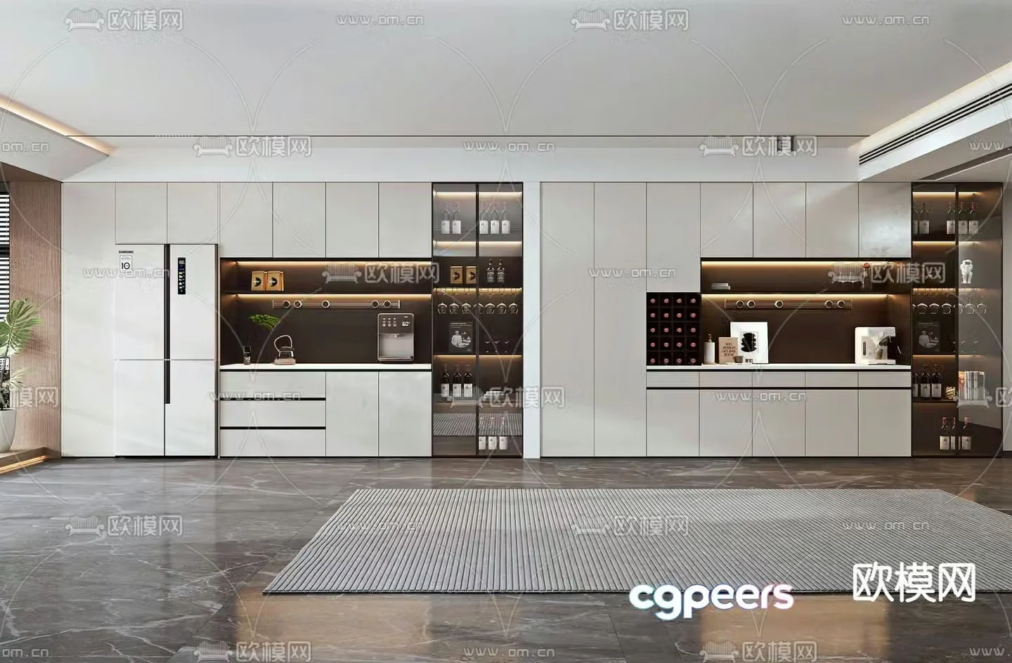 Modern wine cabinet sideboard 3D model