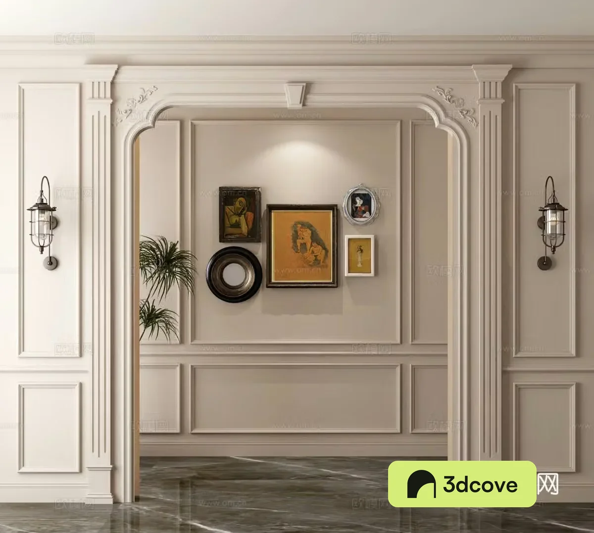 European style door cave gate wall background wall