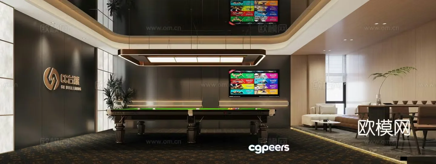 Billiards room entertainment room 3d model
