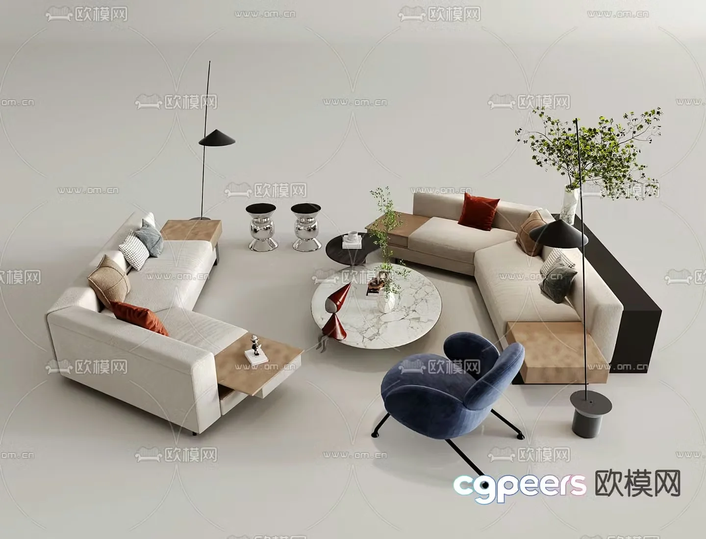 Modern modular sofa corner sofa 3d model