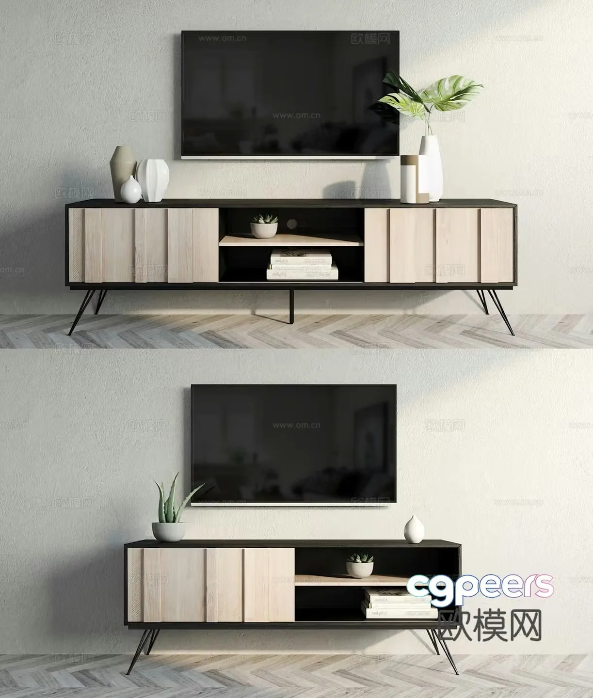 Industrial wind TV cabinet ornament combination 3D model