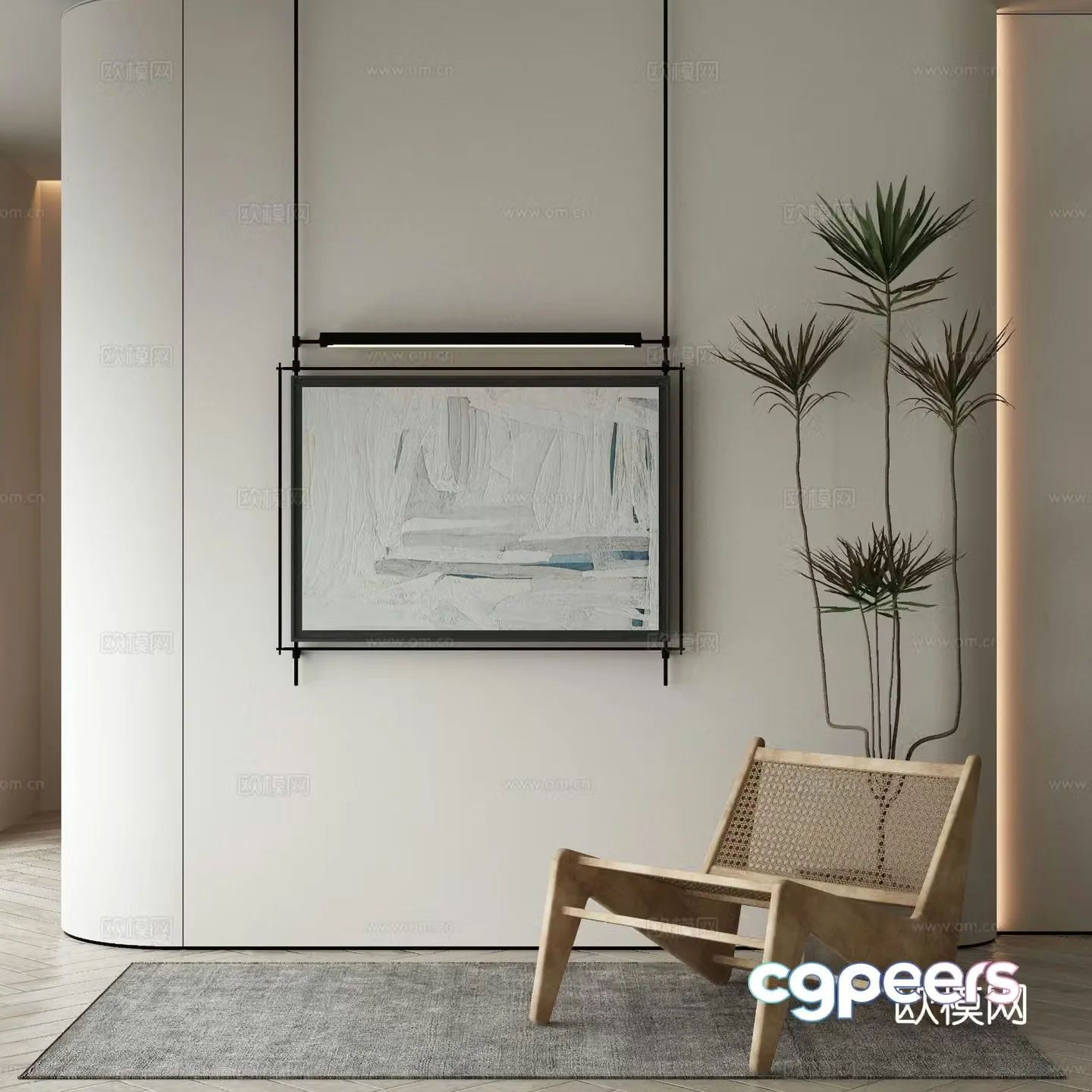 Modern texture painting decorative painting 3d model