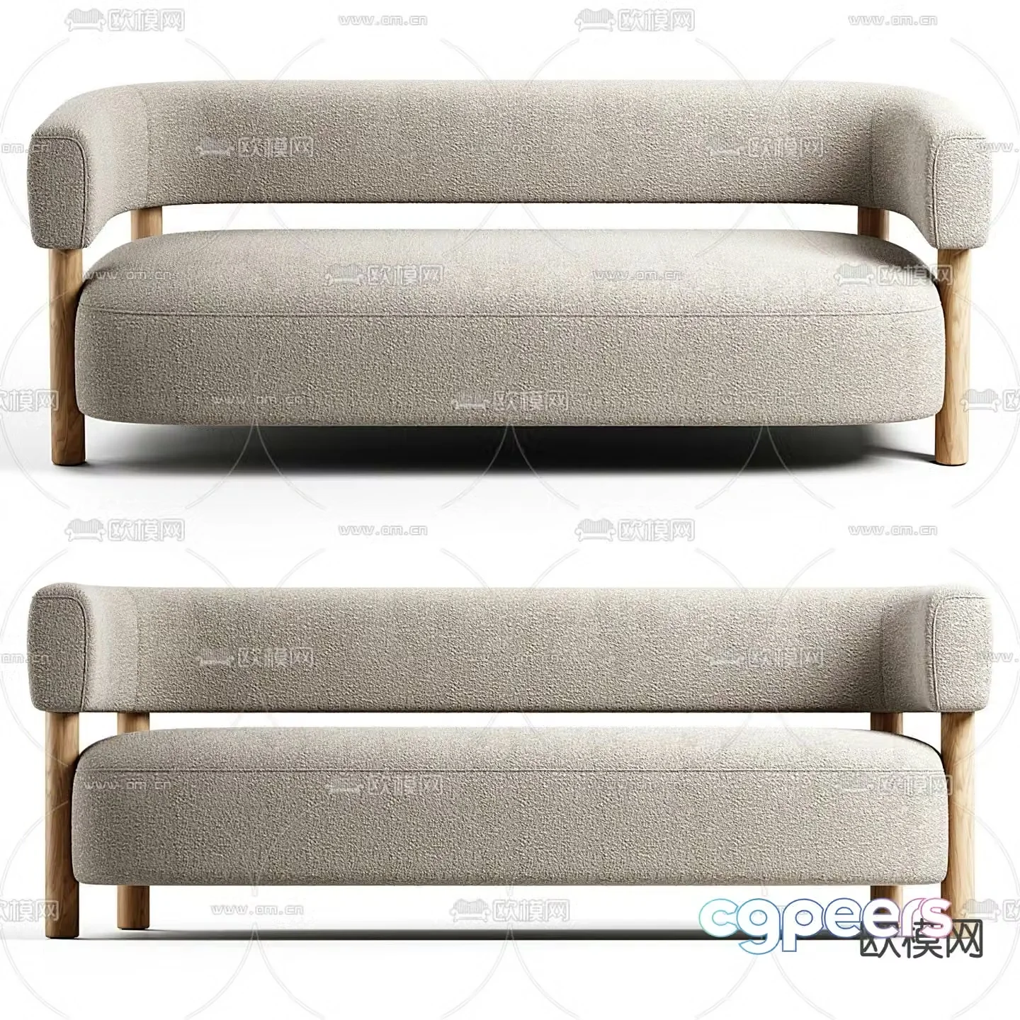 Flexform modern white multi-seater sofa 3d model