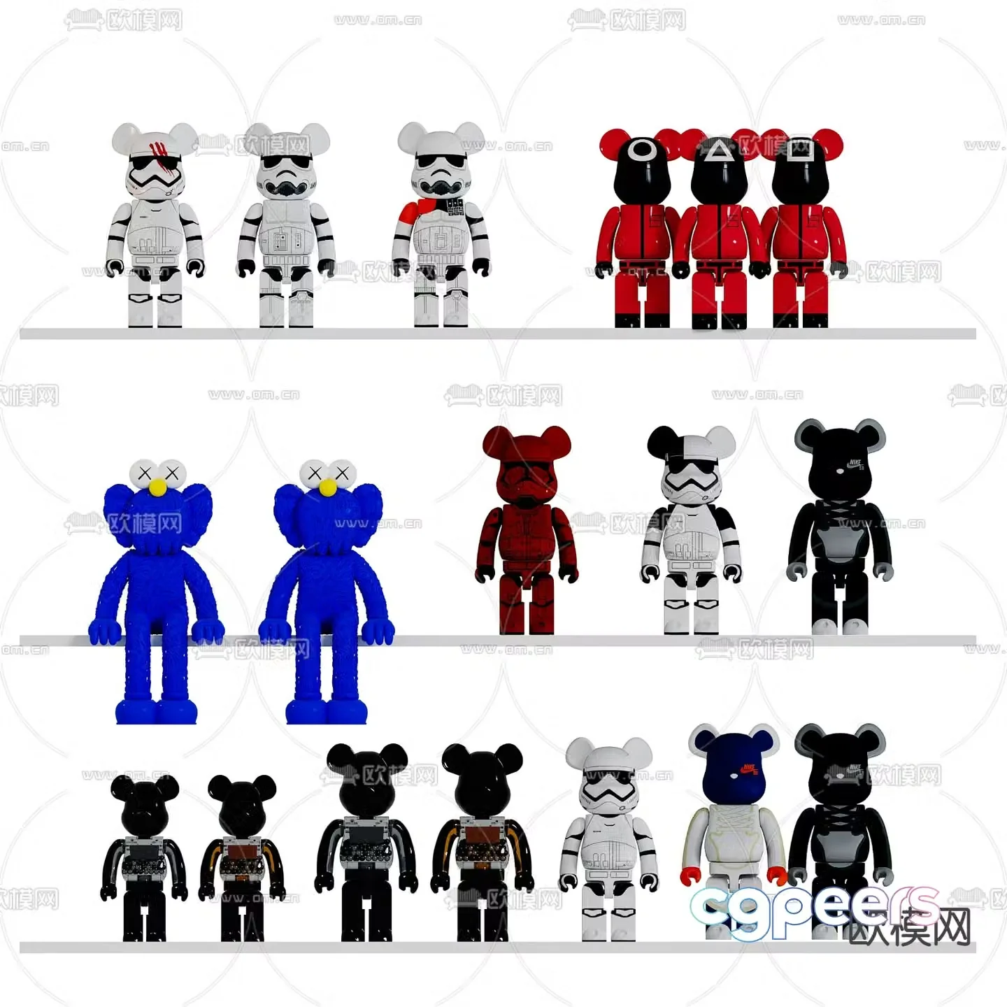 KAWS Violent Bear Trendy Toy Ornament 3D Model
