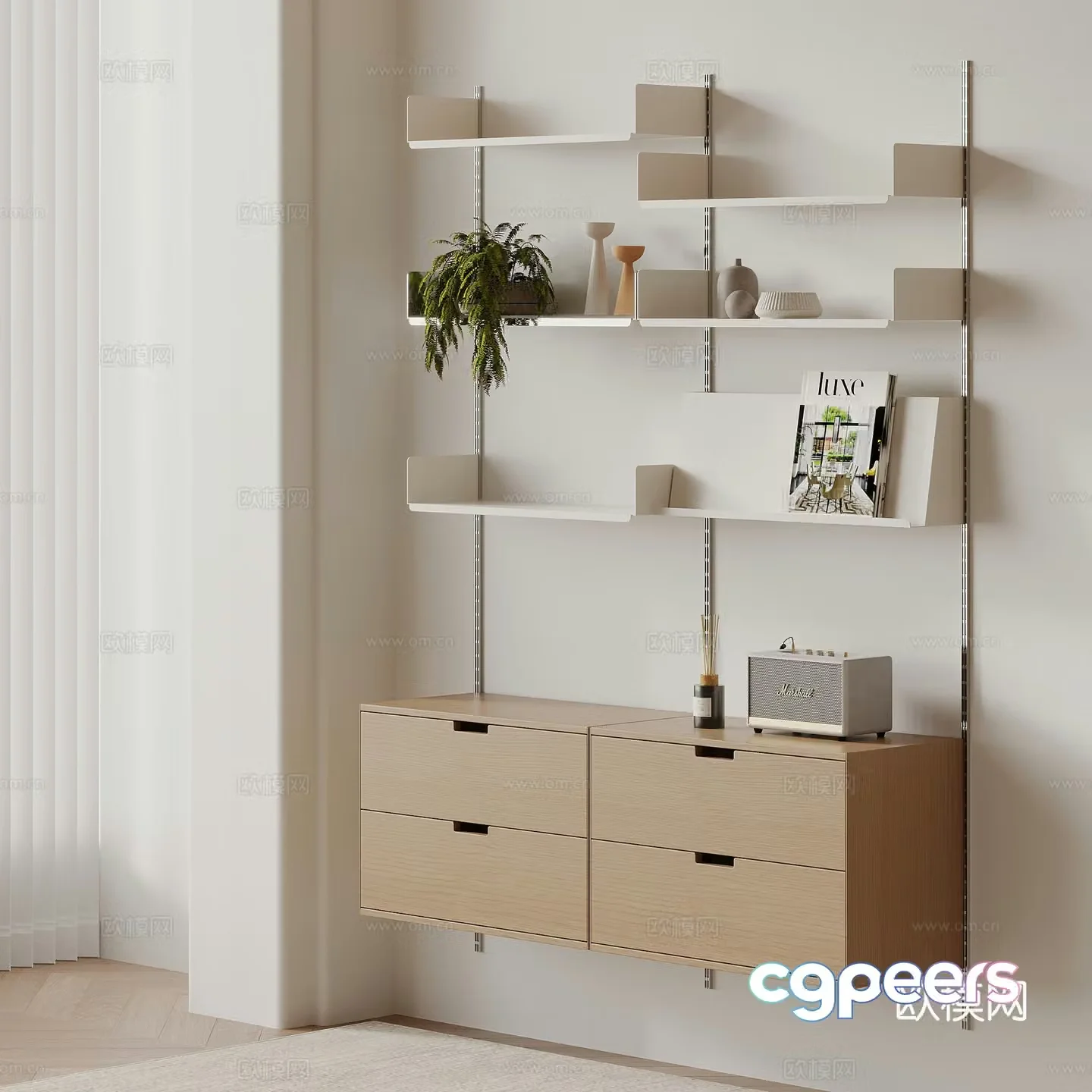 Modern bookcase Bookshelf Wall cabinet 3d model