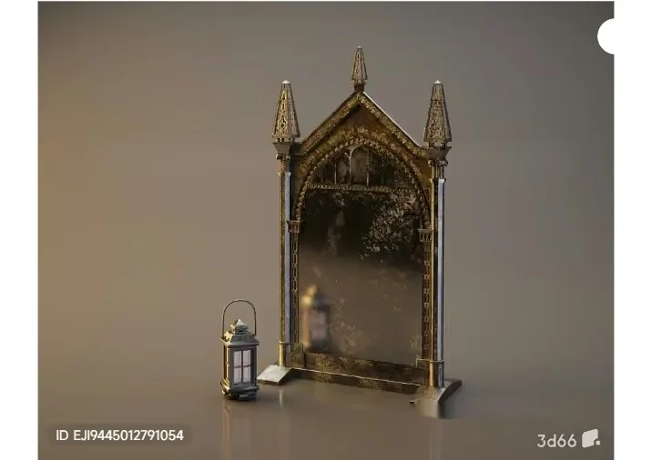 A Decorative Mirror With A Gold Frame 3D Model – 10236 – VRAY Render