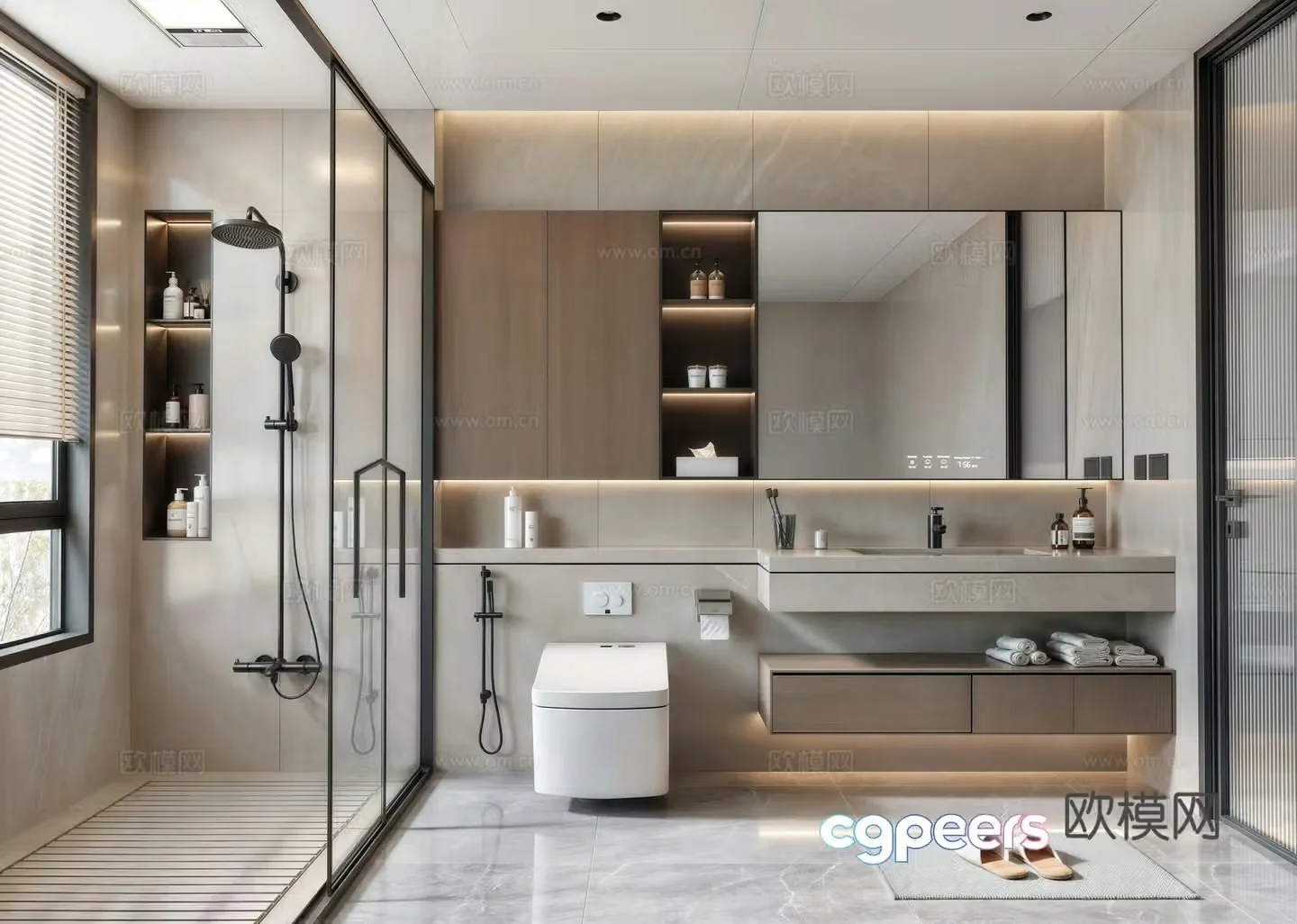 Modern bathroom Shower toilet 3d model