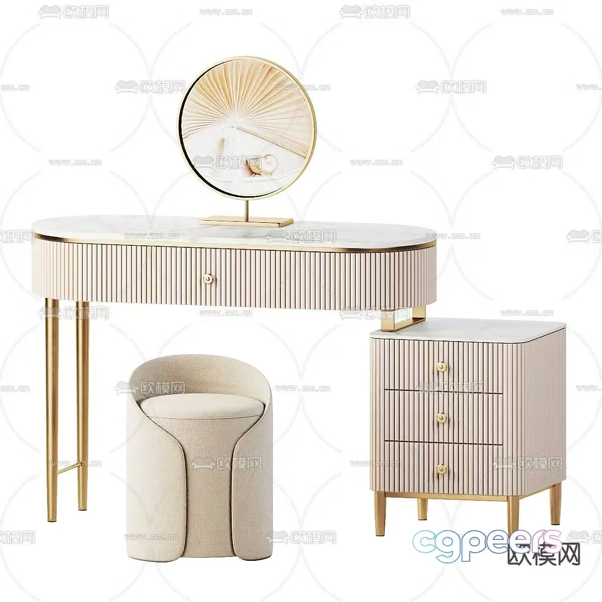 Light luxury dressing table 3D model