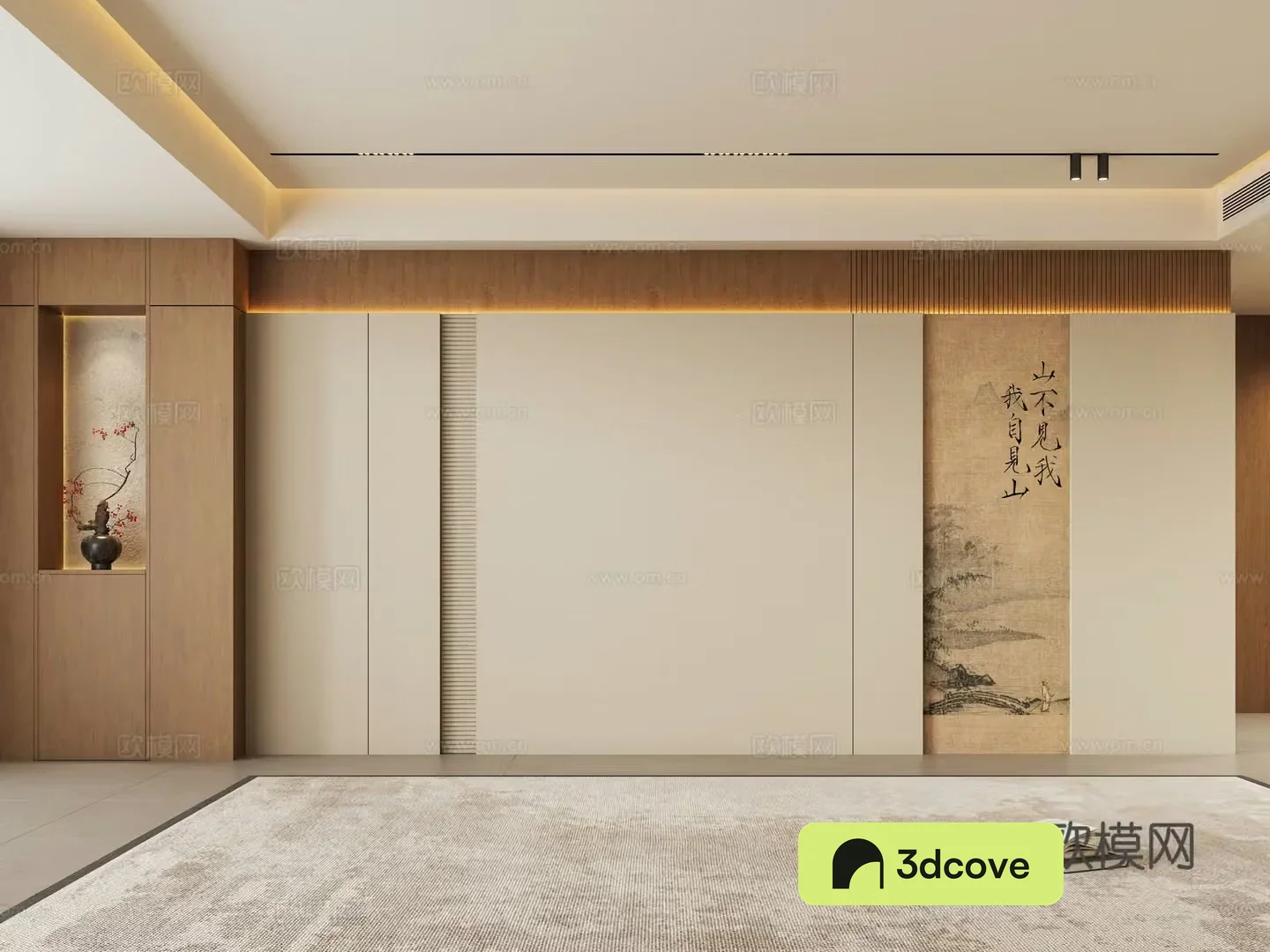 Zen new Chinese style living room sofa background wall