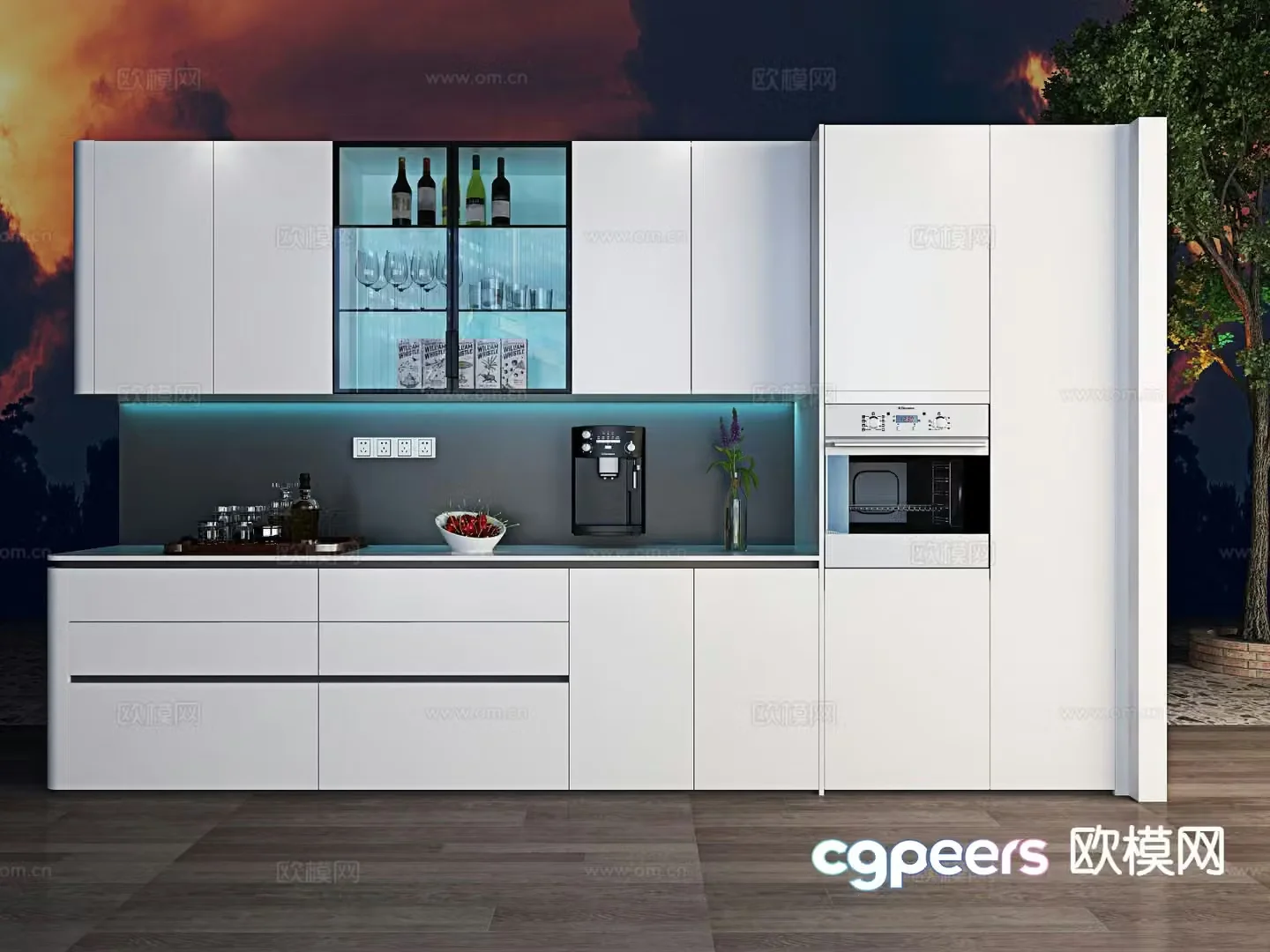 Modern sideboard wine cabinet 3d model
