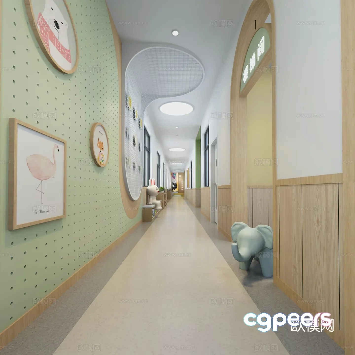 The Main Subject Is A Hallway With A Long Corridor 3D Model – 12234 – VRAY Render