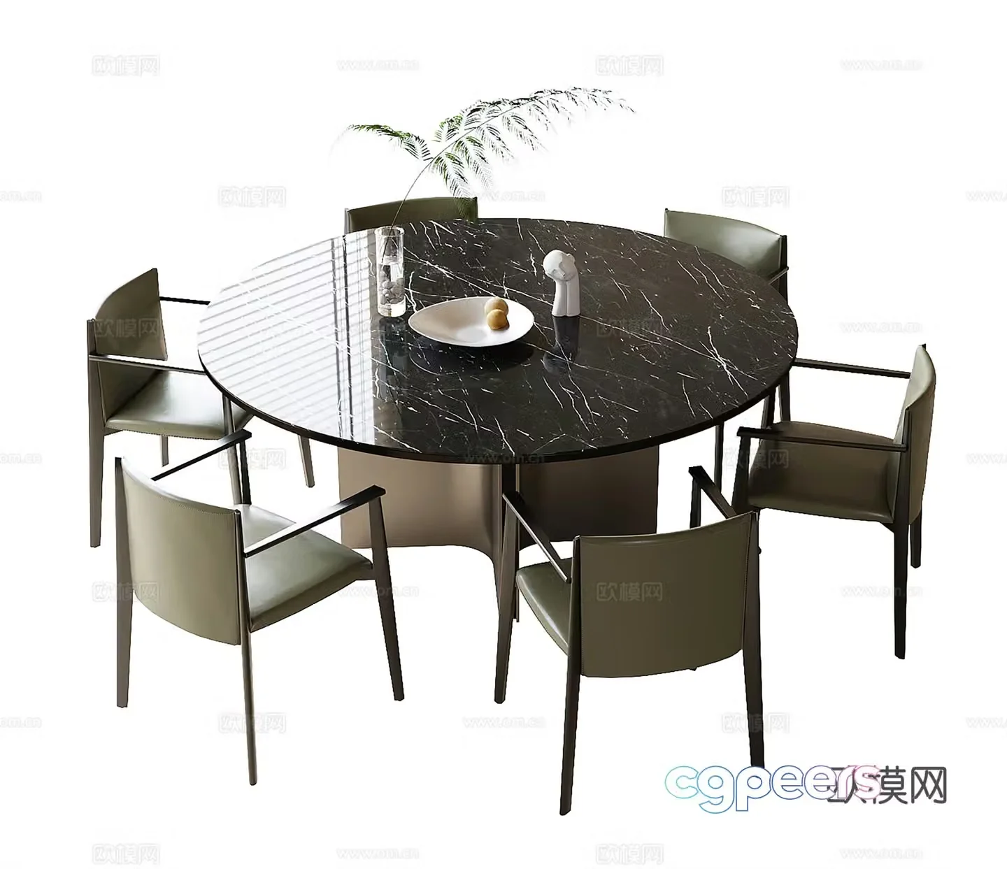 Modern round dining table 3d model