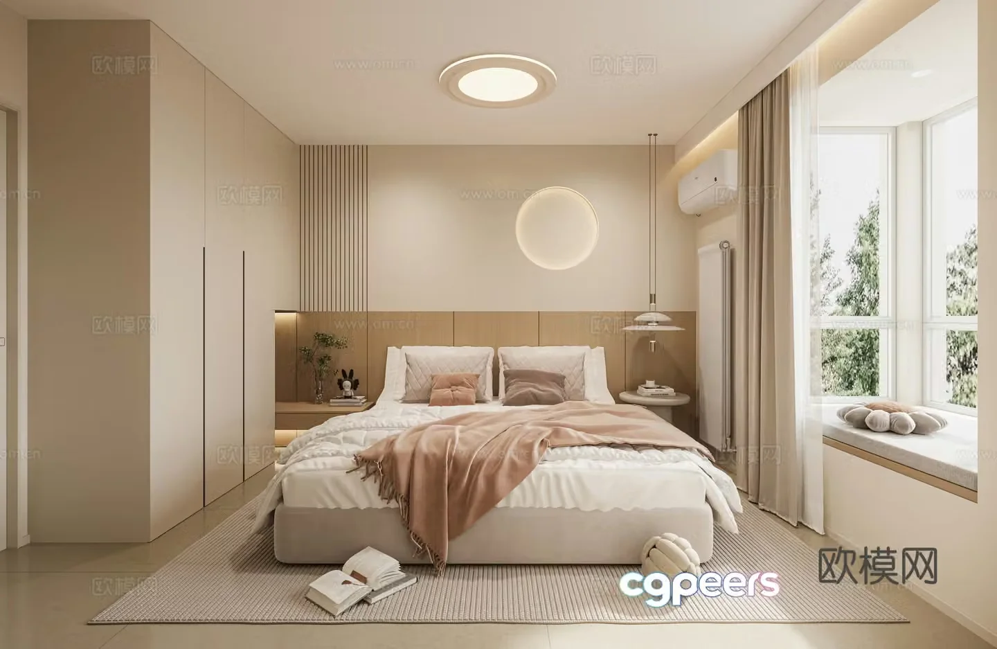 Creamy Bedroom 3d Model