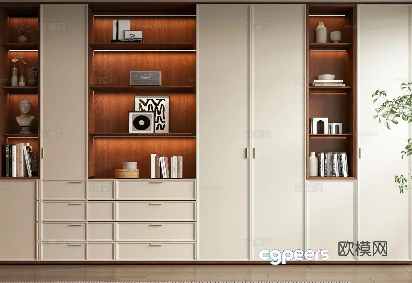 Modern medieval style bookcase 3d model