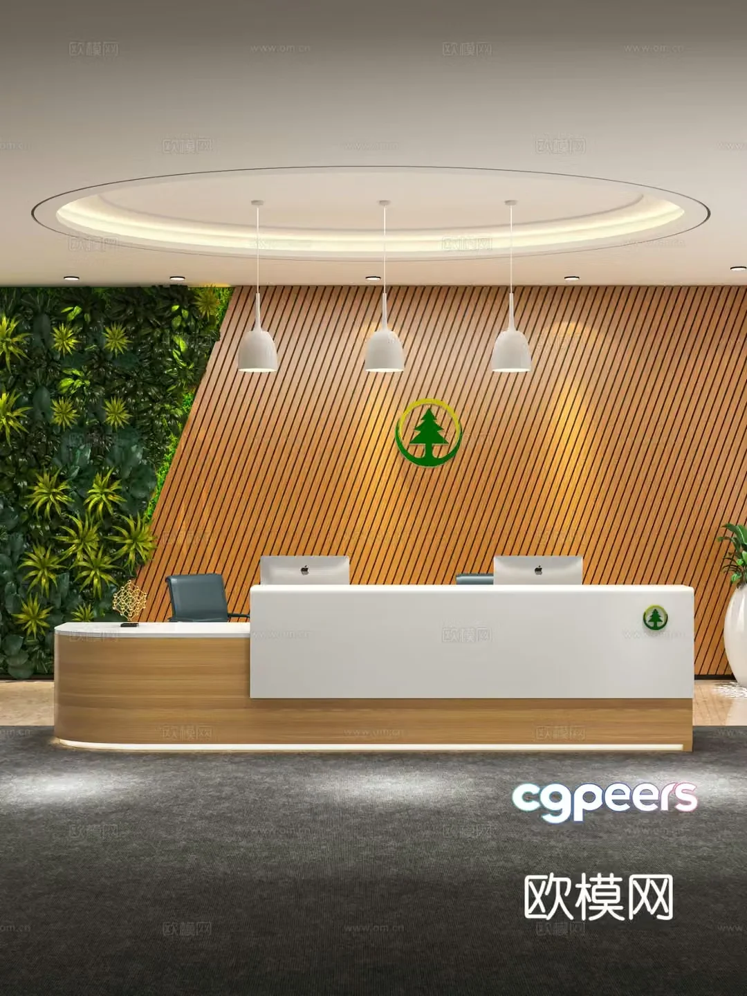 Modern front desk reception desk information desk service desk 3d model