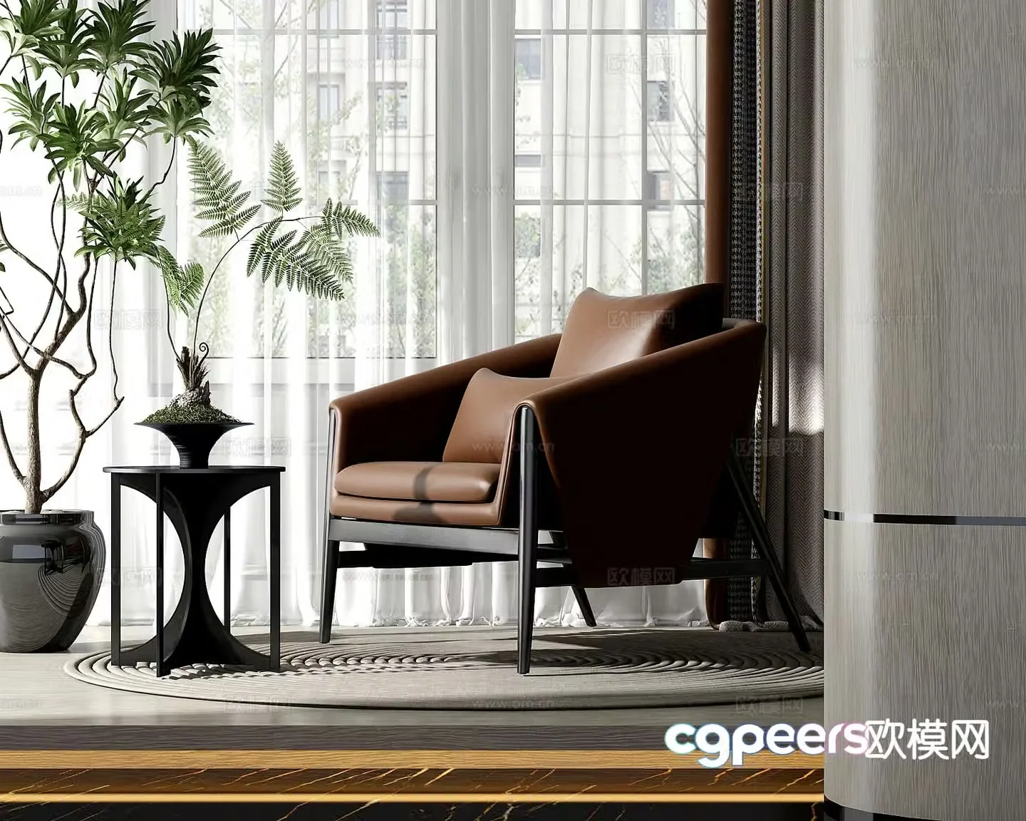 Italian style chair leisure chair 3d model