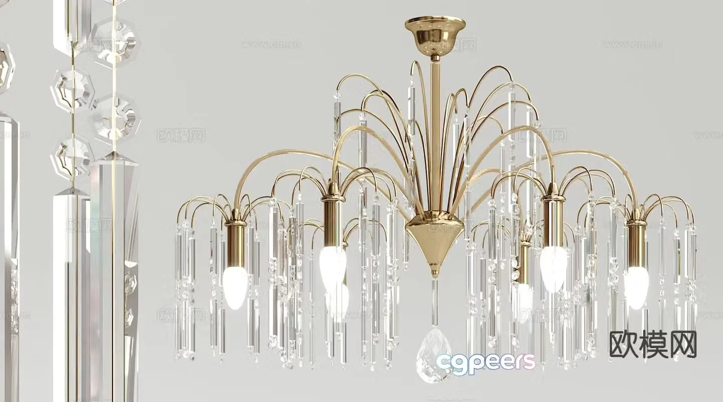 Light luxury crystal chandelier 3d model