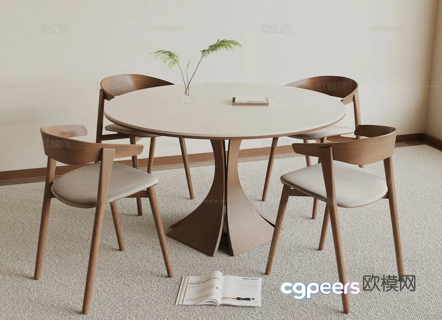 Modern dining table and chair 3d model