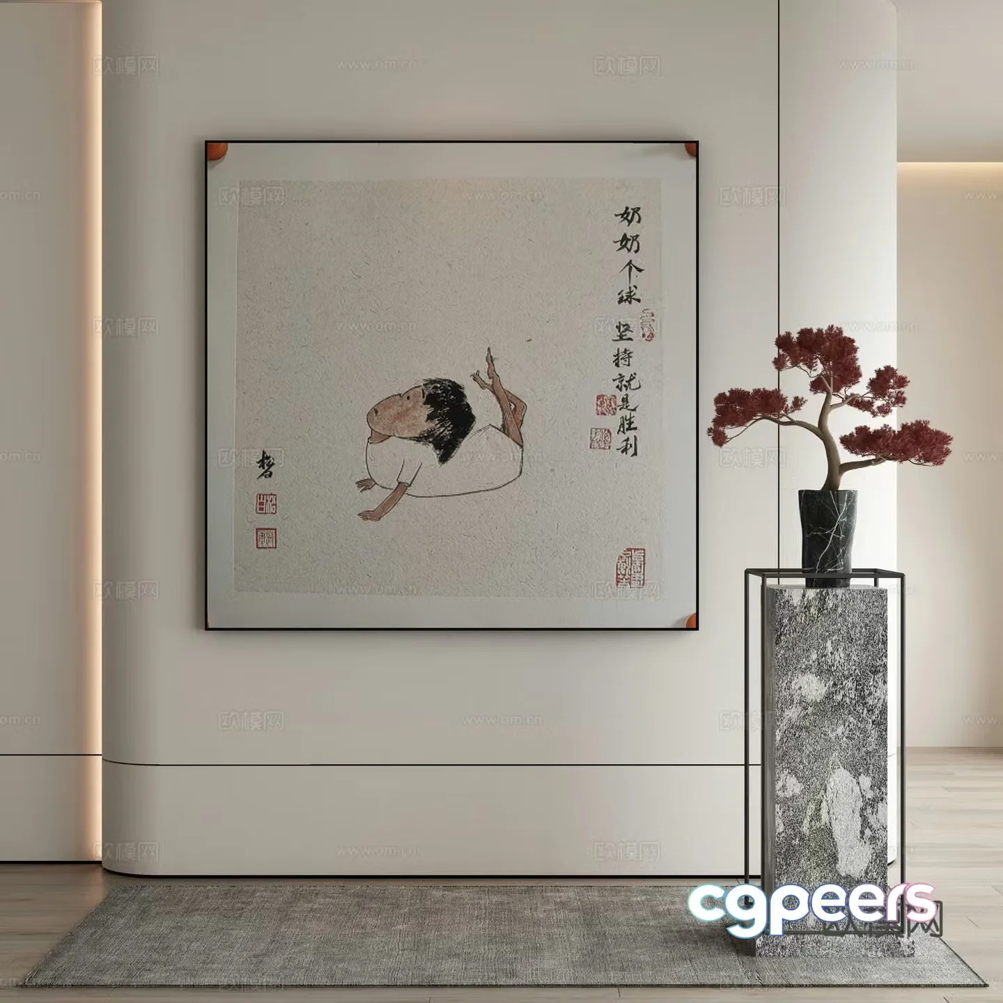 New Chinese style decorative painting children’s hanging painting 3D model