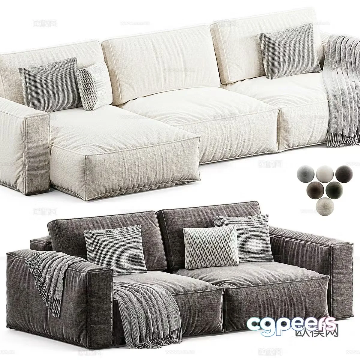 Modern Italian fabric corner sofa 3D model