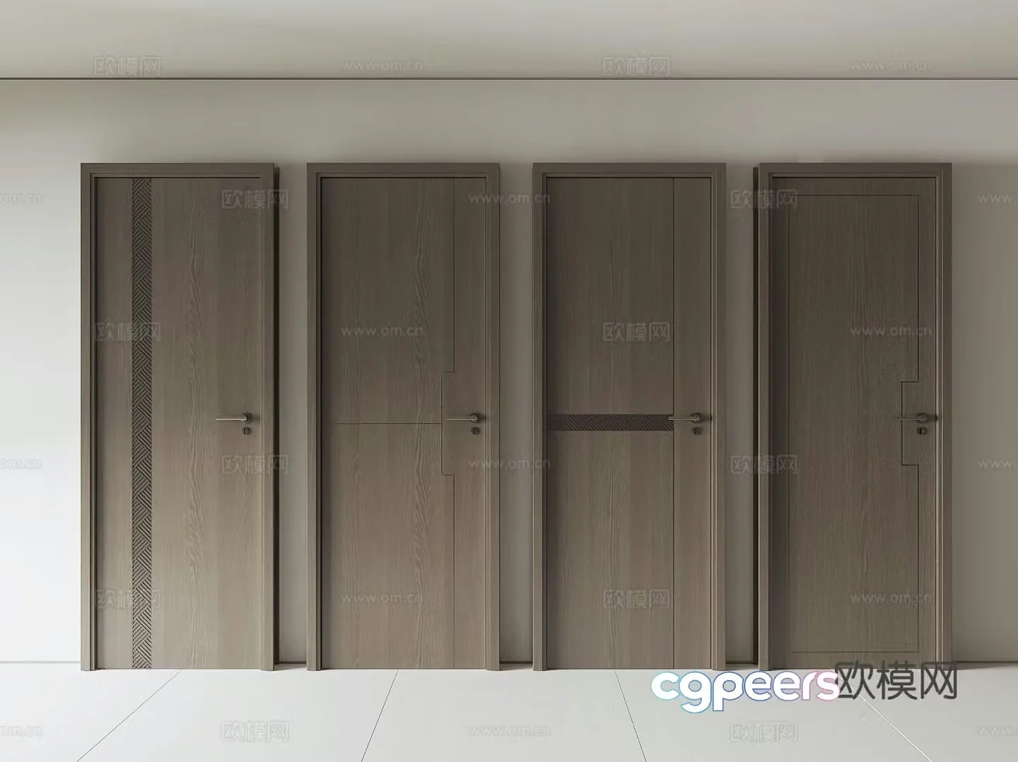 New Chinese style door bedroom door swing door 3d model