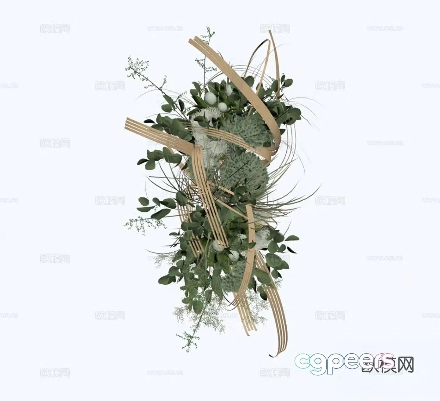Modern Wasabi Art Installation Suspension Flower Art Suspension Flower Art 3D Model