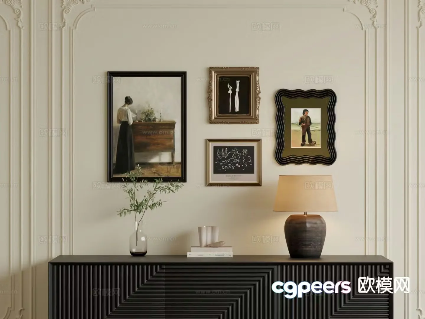 French hanging painting oil painting decorative painting 3D model