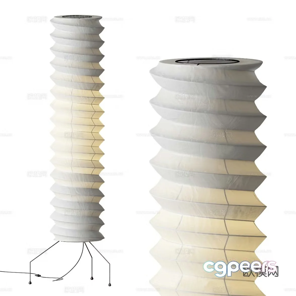 New Chinese style Wasabi Parchment Floor Lamp 3D Model
