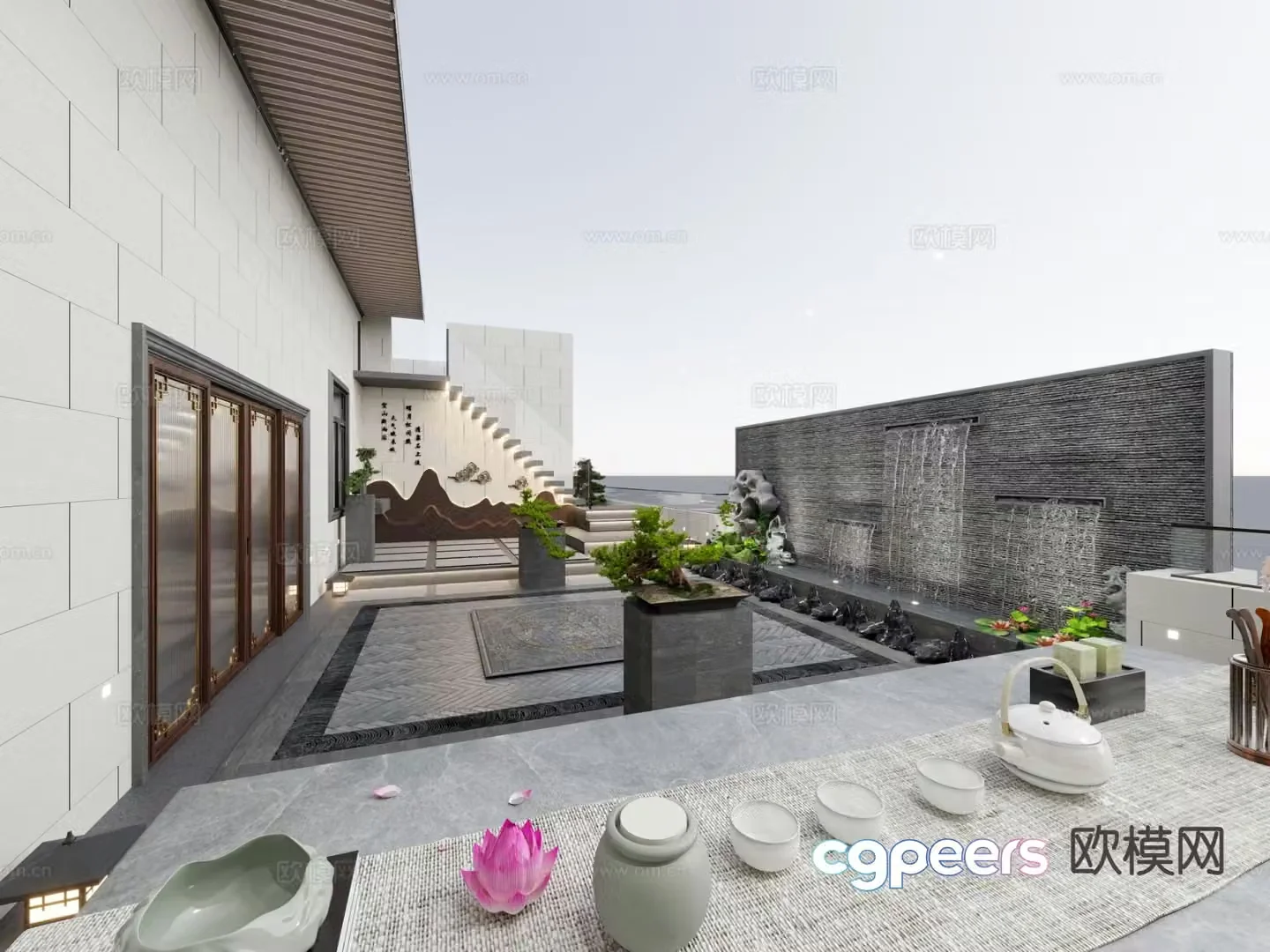 New Chinese style courtyard garden landscape garden 3d model