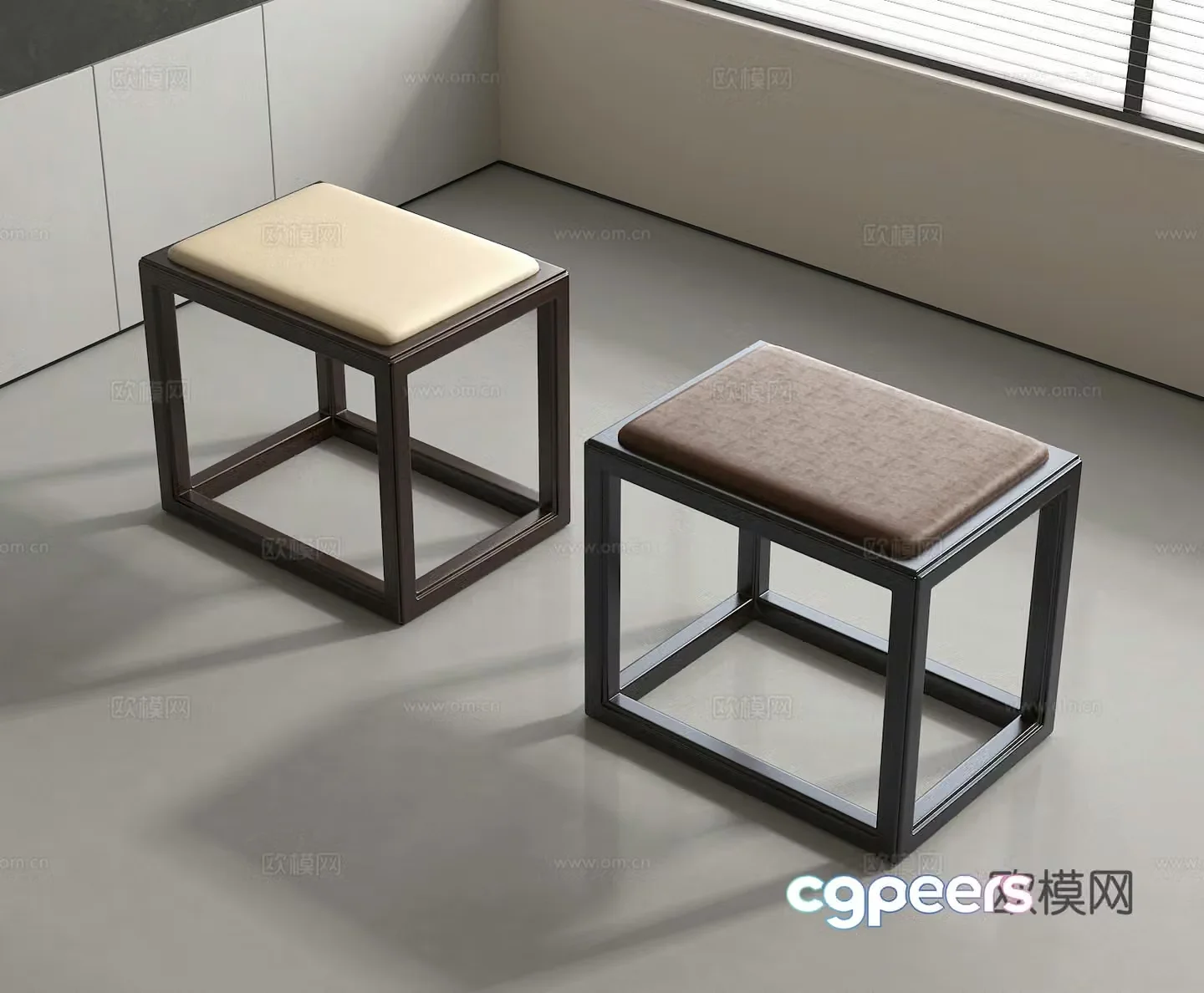 Stool low stool shoe changing stool 3d model