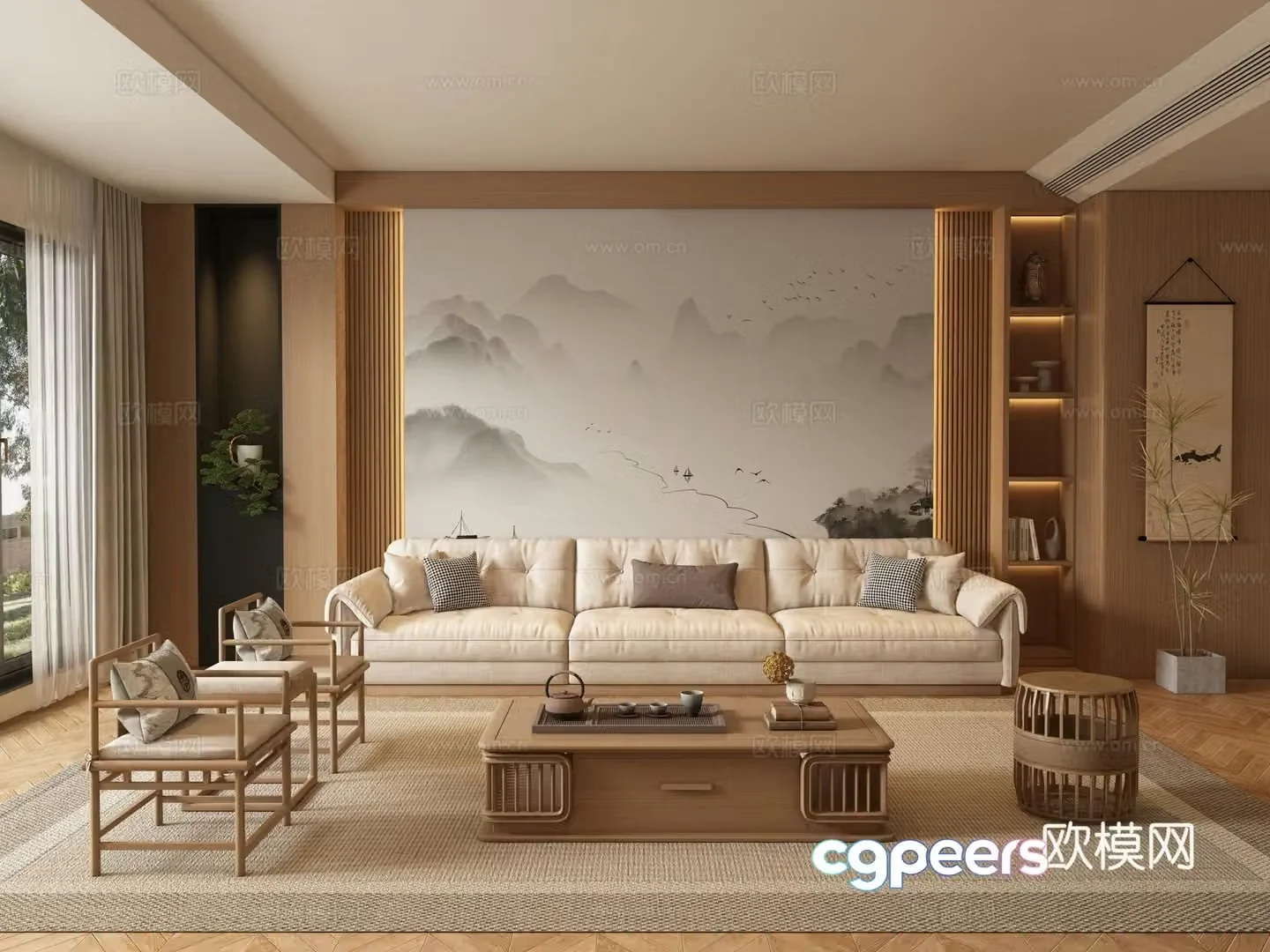 New Chinese style living room 3d model