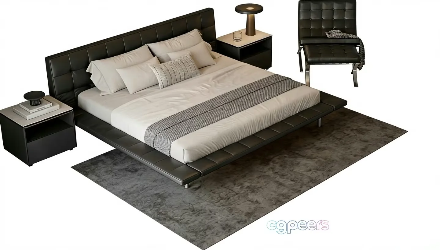 Modern Dark Bedroom 3D Model – 23513 – VRAY Render