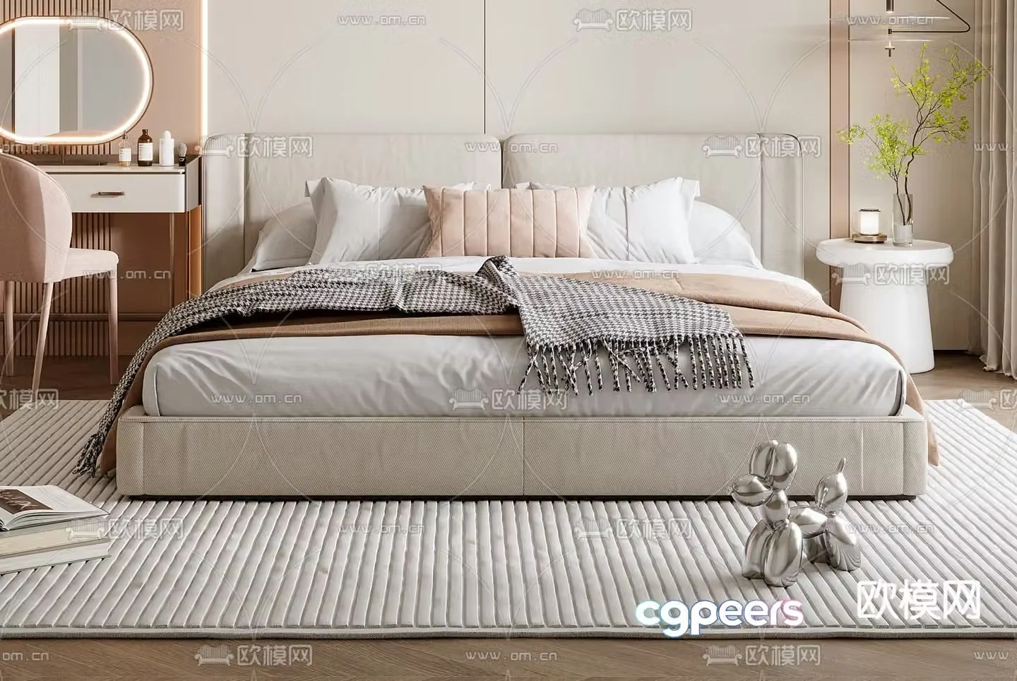 Modern double bed 3d model