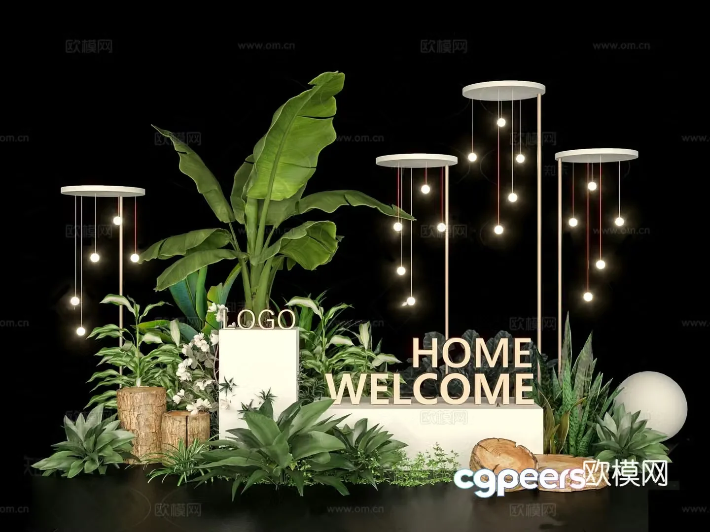 Modern plant beauty internet celebrity check-in and photo 3D model