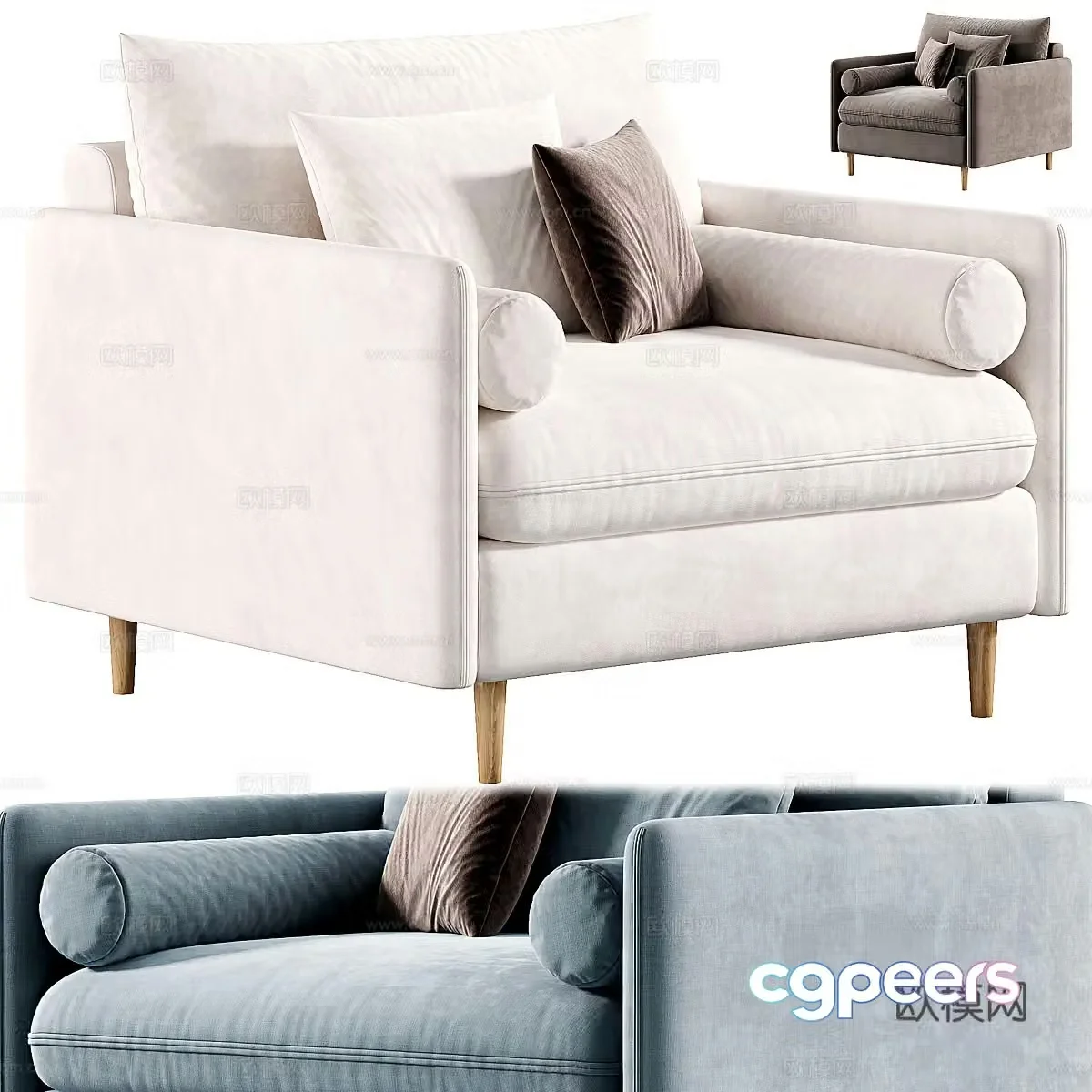 Sofa coffee table combination 3D model